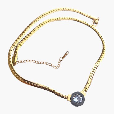 Hasır Ezme Gold Renk Serenay Kolye Çelik 1