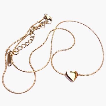 316L Paslanmaz Çelik Zincir Kalpli Gold Renk Çelik Kolye 3