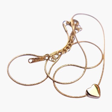 316L Paslanmaz Çelik Zincir Kalpli Gold Renk Çelik Kolye 2