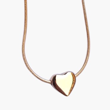 316L Paslanmaz Çelik Zincir Kalpli Gold Renk Çelik Kolye 1