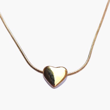 316L Paslanmaz Çelik Zincir Kalpli Gold Renk Çelik Kolye 4