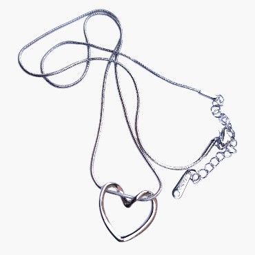 316L Paslanmaz Çelik Zincir Kalpli Düğüm Detay Gümüş Renk Çelik Kolye 1